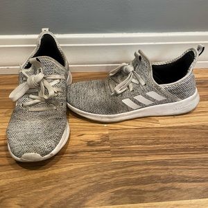 Adidas Running Sneakers, Size 6.5, White and Gray